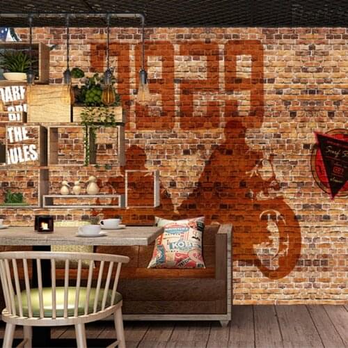 Custom Retro 3d Brick Pattern Mural Brick Antique Brick Wall Paper Barber Shop Bar Restaurant Culture Brick Wallpaper