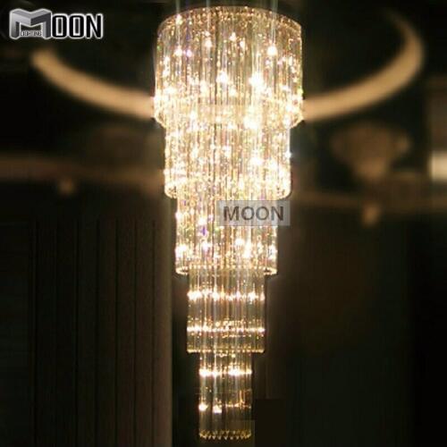 Luxurious Crystal Glass Ceiling Light Fixture Staircase Lustre Stairs Foyer Crystal Stair Lamp for Hotel and Project