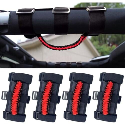 4Pcs/Pack Roll Bar Paracord Grab Handles Grip Handles for Jeep Wrangler JK TJ JL CJ YJ 1985-2021 JT UTV ATV