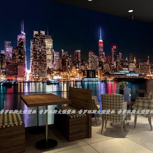 3D Modern New York City night scene background wall painting living room dining room western restaurant KTV large wallpaper