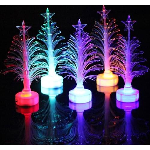 1PCS Glowing Christmas Tree LED Color Changing Night Light Tabletop Decor For Office Bedroom Ornaments Festival Gift Supplies