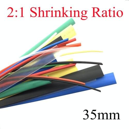 1M Heat Shrink Tube 35mm Diameter Insulated Polyolefin 2:1 Shrinkage Ratio Wire Wrap Connector Line Repair 1KV Cable Sleeve