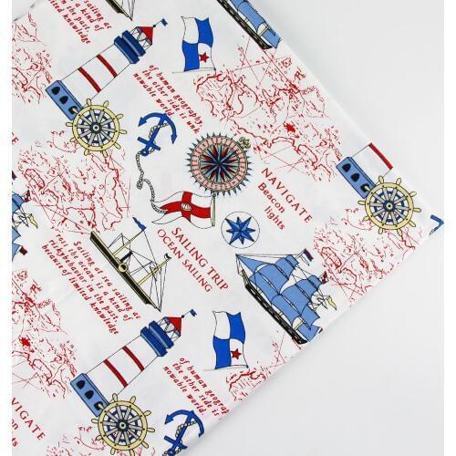 0.5 meter width 156cm sailing map Print 100% Cotton Fabric for Home Textile Patchwork Quilted Fabrics