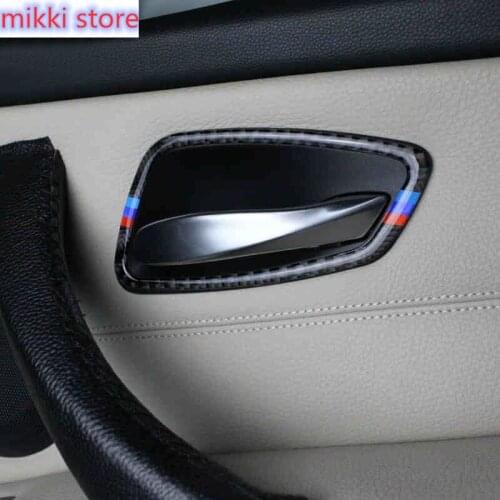 Carbon Fiber Car Interior Door Handle Cover Trim Door Bowl Stickers decoration for BMW 3 series E90 F30 2005-2019 Accessories