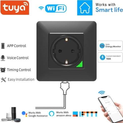 Tuya Smart Wall Socket Smart Wifi Plug Smart Life APP Voice Remote Control EU 16A Wifi Power Plug Works With Google Home Alexa