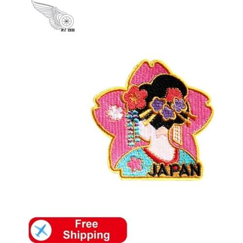 Japanese Geisha Embroidered Patches Female Dancer Iron on for Clothes DIY Handmade Craft Girl Applique Japan Style Accessories
