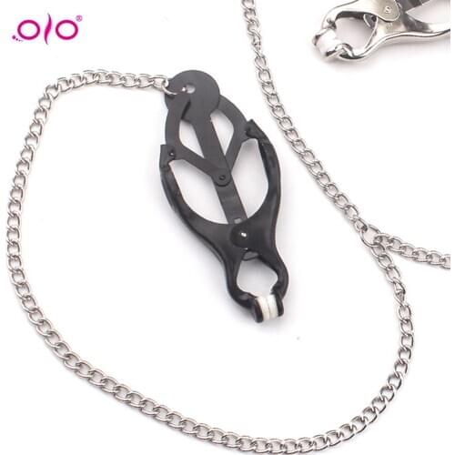 OLO Halloween Party Cosplay Bells Nipple Clip With Chain Slave Restraint Sex Shop Sex Toy For Couples Breast Clamp