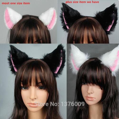 PLUS SIZE Japan Anime Spice and Wolf Holo Cosplay Fox Ear Halloween Cat Meow Plush Ear Headband Hair Band Props Gift