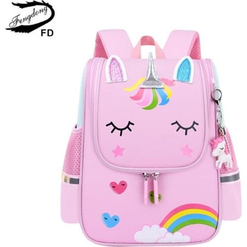 Fengdong little girl school bags kids cute bookbag animal schoolbag small backpack student pencil bag set kindergarten backpack