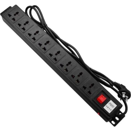 1U PDU 8 Outlet Metal Power Strip Surge Protector 250V 10A 2500W for 19 inch Drop Ship