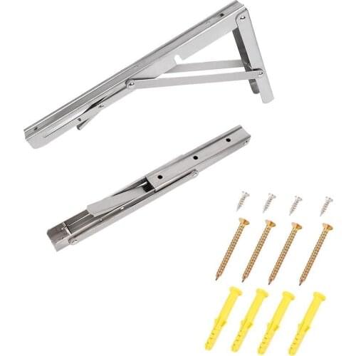 2Pcs Brackets 8-14 inch Decorative Wall mounted Shelf Bracket Steel Triangular Support Foldable Table Support