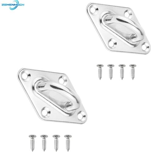 2PCS Boat Accessories 304 Stainless Steel Diamond Shaped Pad Eye Plates Staple Ring Hook Shade Sail Tie Down Rigging Hardware