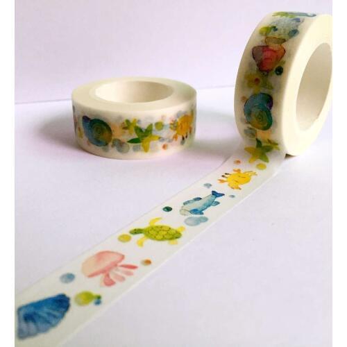 Free shipping Beautiful 15mm*10m lift washi tape/ try decorative tape/color the undersea world masking paper tape