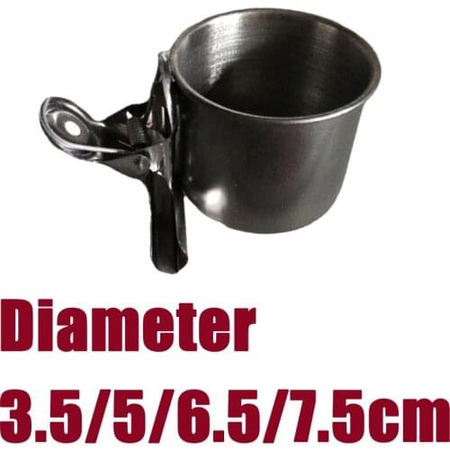 Stainless Steel Parrot Pigeon Bird Cage Feeding Cup Water Bowl Feeder w/Clip