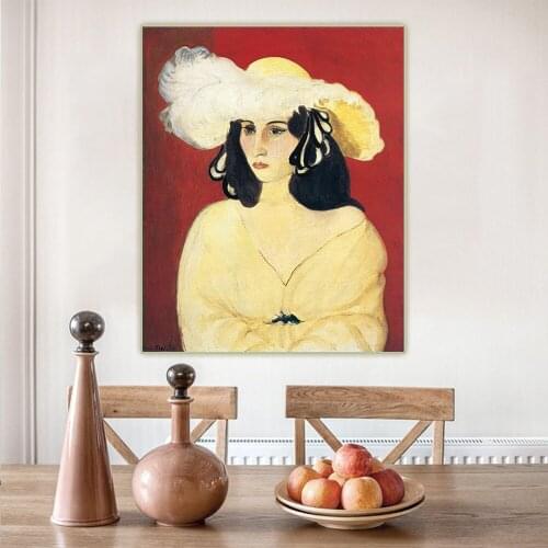 Citon Henri Matisse《The White Feather》Canvas Oil Painting Artwork Poster Picture Wall Decor Backdrop Home Living Room Decoration