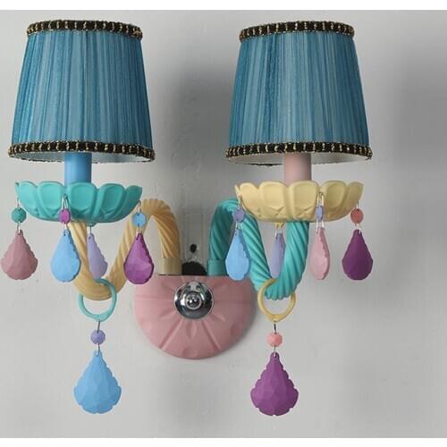 Colorful Wall Sconce Crystal Wall Light Children Bedroom Girls Room Bedside Wall Lamp Crystal Lights For Home Lighting B570