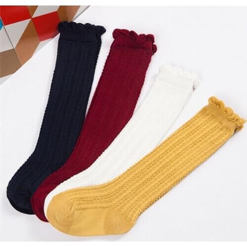 Newborn Toddler Baby Girls Winter Autumn Knee Lenght Cotton Breathable Booties Children Princess Socks