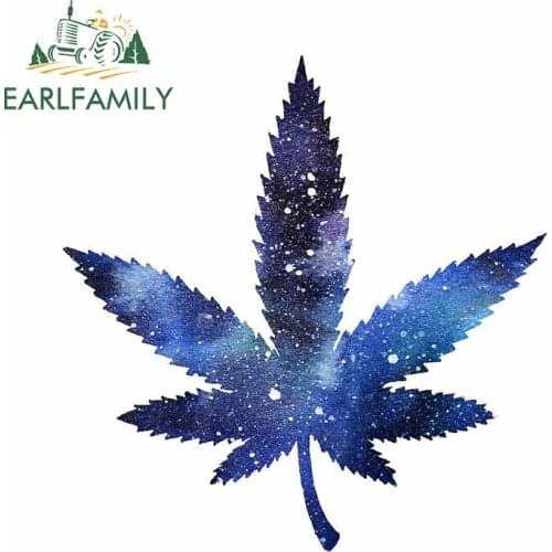 EARLFAMILY 13cm x 12.5cm for Hemp Leaf Starry Sky Decal Laotop Motorcycle Car Stickers Occlusion Scratch Personality Car Styling