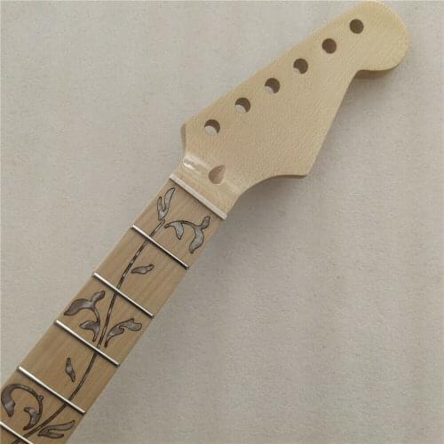 Maple Electric Guitar neck Replacement 22 frets Maple Fingerboard Vine Inlay Gloss