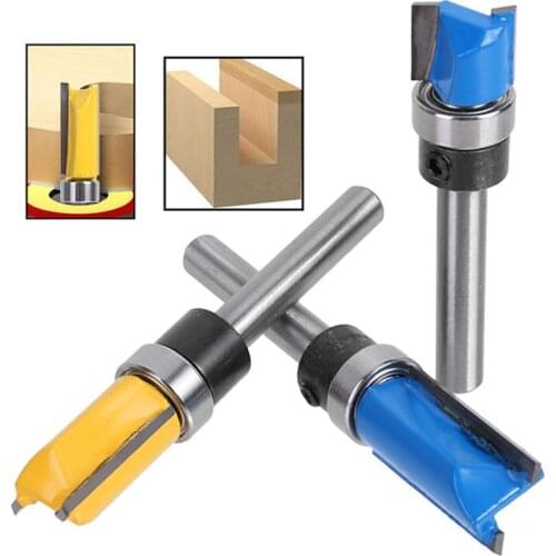 Milling Cutter Shank Flush Trim Router Bit Pattern Bit Top Bottom Bearing 1/4" Blade Template Wood Tool Milling Cutter Carpenter