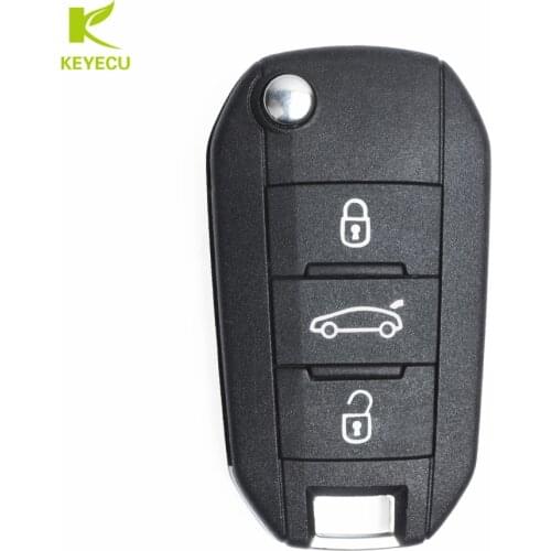 KEYECU 3 Button Replacement Flip Remote Key Fob 433MHz With ID46 Chip for Peugeot 508 2010-2015 Uncut Blade 5FA010 353-06