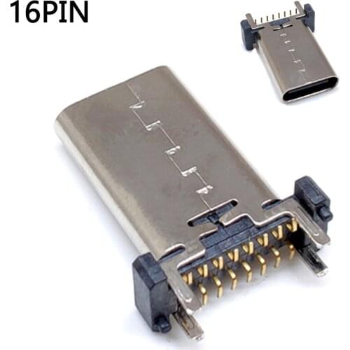 20pcs/lot 16Pin SMT Socket Connector Micro USB Type C Female Four feet board vertical sticker For Samsung Lenovo Huawei ZTE ect