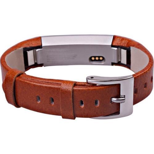 Fitbit Alta Ace Leather Bands Metal Buckle Brown Genuine Leather Replacement Wrist Bands For Alta Prevent the Tracker Fall Off
