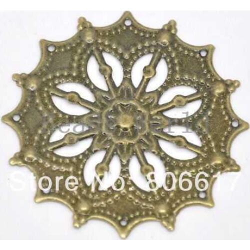 Best Quality 50 Bronze Tone Filigree Flower Wraps Connector Embellishments Findings 35mm (W03471 X 1)