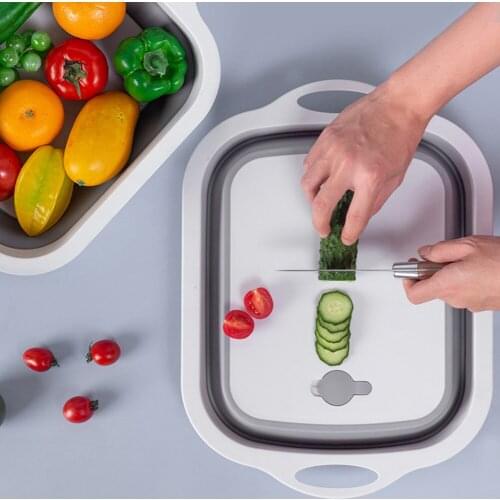 Multifunctional Folding Cutting Board Dual Washing Drain Basket Chopping Blocks Kitchen Collapsible Board Organizer