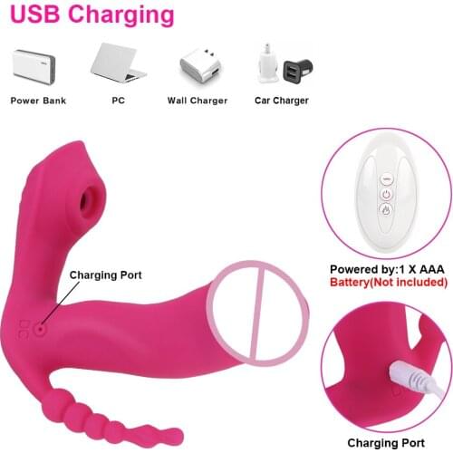 Multifunction Sex Toys for Women Wearable Dildo Vibrator 3 In 1 Sucking Vibrator Anal Vagina Clitoris Stimulator Erotic Toys