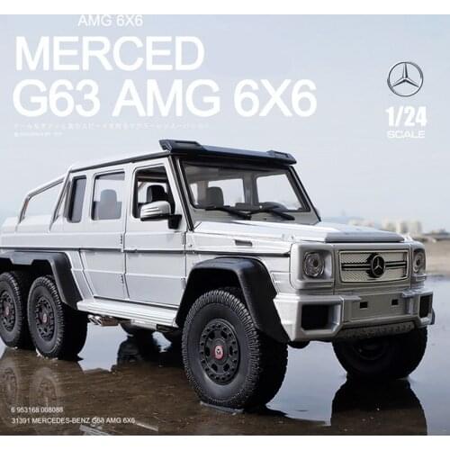 1/24 Benzs G63 6*6 Big Tyre Pickup Alloy Car Model Diecast Metal Toy Off-road Vehicle Model Simulation Collection Kids Toy Gift
