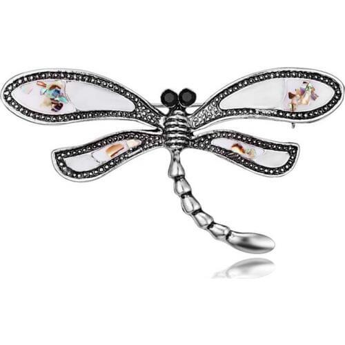 Fashion Exquisite Shell Dragonfly Brooch Insects Brooch Pin Denim for Women Party Banquet Jewelry Accessories Wholesale Price