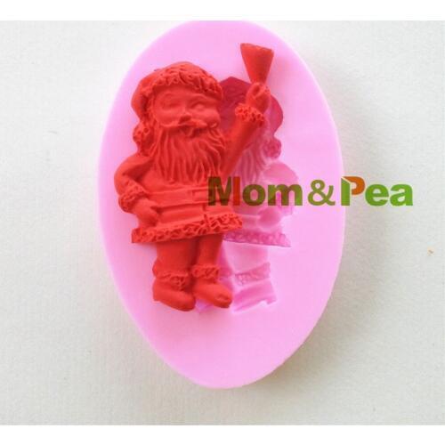 Mom&Pea 0821 Free Shipping Christmas Santa Claus Shaped Silicone Mold Cake Decoration Fondant Cake 3D Mold Food Grade