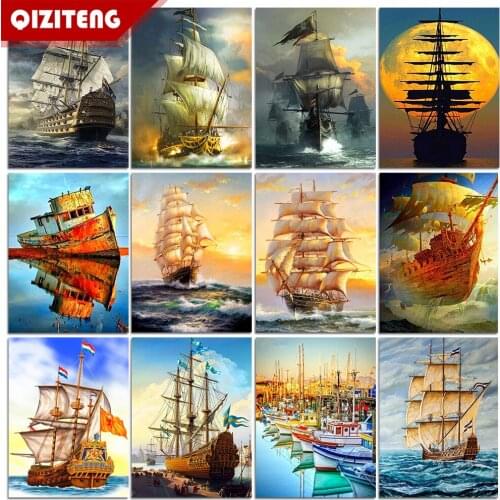5D DIY Landscape Diamond Painting Mosaic Sailboat Square/Round Cross Stitch Landscape Diamond Embroidery Kit Decoration Gift