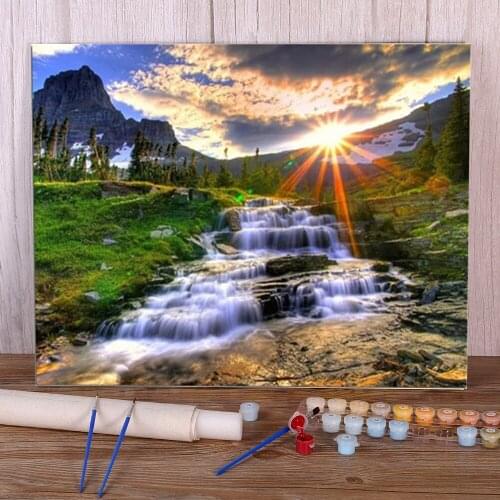 Landscape Sunset Coloring By Numbers Painting Set Oil Paints 50*70 Painting On Canvas Loft Wall Picture For Adults Wholesale