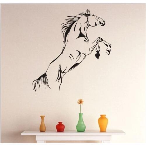 Black Jumping Horse Carved Wall Sticker Home Decor Wardrobe Cabinet Stove Animal Art Mural Poster Self-adhesive PVC Wallpaper