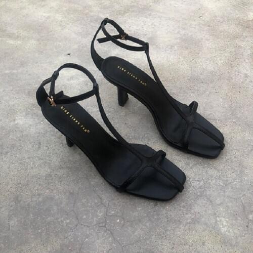 2020 new summer thin strap high-heeled sandals leather simple T-strap buckle high heels sexy wild fine heel sandals