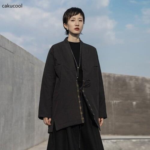 Cakucool 2019 new Dark wind old made dirty kimono thin straps fashion personality plaid decorative retro cotton coat