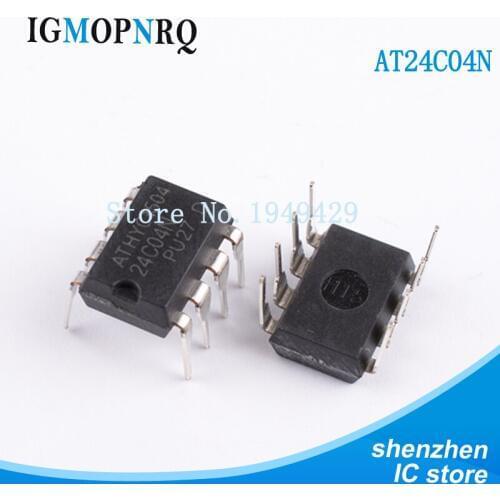 10PCS AT24C04 DIP8 24C04 Programmable read only memory 1.7-3.6V, 1MHz, Ind Tmp, 8-VFBGA New