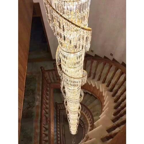 Luxury Crystal Chandelier Duplex Building Hollow Living Room Lamp Large Chandelier Simple Modern Villa Hall Chandelier