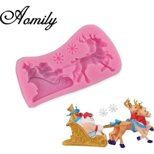 Amoliy Christmas Cake Mold Santa Claus Elk Fondant Silicone Mold Cake Decorating Tools Baking Accessories Baking Tools for Cakes