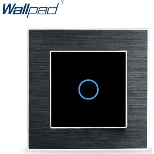 1 Gang 1 Way Light Touch Switch Wallpad Luxury Wall Light Switch Aluminium Satin Metal Panel 1 Gang Touch Switch for LED