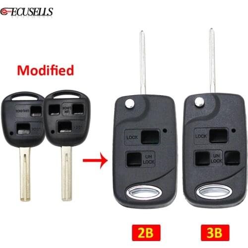 2/3 Button Folding Flip Remote Key Shell Case Uncut Blade For Lexus ES300 ES330 IS300 GS300 GS430 GX470 LS400 LS430 RX300 SC430