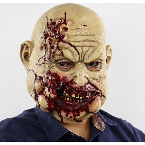 Scary Zombie Mask Head Wear Realistic Mask Halloween Decoration Cosplay Party Prop Headgear Rotten Bloody Mask Mascaras De Latex