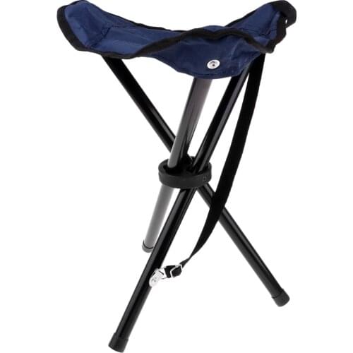 Outdoor Tall Folding Tripod Fishing Seat Stool Chair Steel Frame Oxford Cloth for Camping Hunting Hiking BBQ Chair up to 80kg