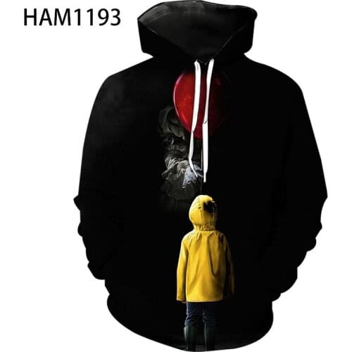 2021 Stephen Kings it horror movie fashion comfort trend personality boys and girls Hoodie 3D long sleeve Sweatshirt