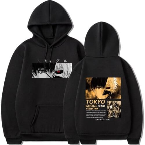Tokyo Ghoul Kaneki Split Face Hoodie Men/Women Letter Oversized Sweatshirt Anime Long Sleeve Hip Hop Fashion Plus Size Hoodies