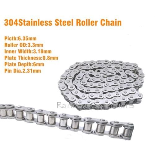 304Stainless steel Transmission Chain, Pitch 6.35mm