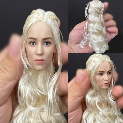1/6 Emilia Clarke Head Carving Golden Long Hair Female Head Sculpt Fit 12'' Action Figure Body In Stock