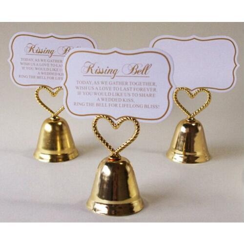 10pcs/lot Gold/ Silver Kissing Bell Place Card Holder/ Table Name Number Holder Party Decoration Supplies